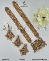 Velmira Grace Long Mala Set | ZAROSH JEWEL Champagne